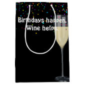 ホワイトワイン誕生日 ミディアムペーパーバッグ (正面)