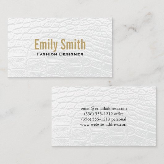 ホワイトワニ革の背景 名刺 (正面/裏面)