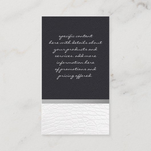 ホワイトワニ革 | ブラックレザー 名刺 (裏面)