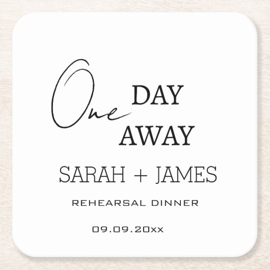 ホワイトワンデイリハ遠くにーサルディナー結婚ズ スクエアペーパーコースター (正面)