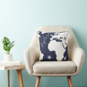 ホワイトワールドマップとコンパスエクスプローラ クッション (椅子)