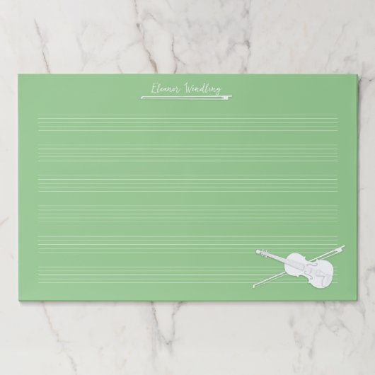 ホワイトヴァイオリンカスタムグリーンジャイアントミュージック原稿 ペーパーパッド (正面)