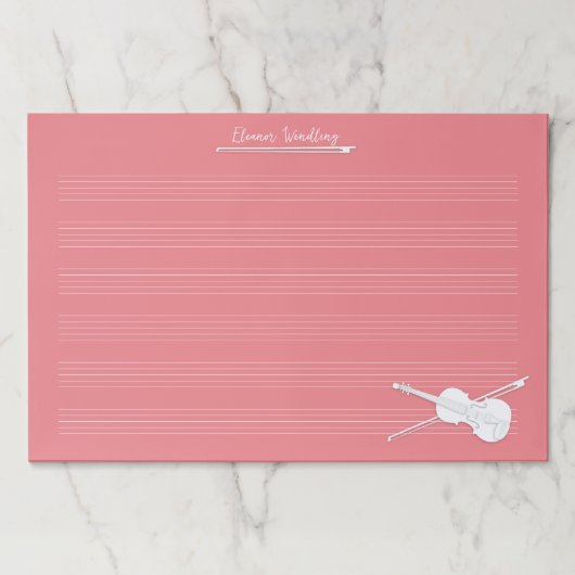 ホワイトヴァイオリンカスタムピンクジャイアントミュージック原稿 ペーパーパッド (正面)