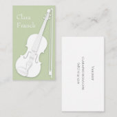 ホワイトヴァイオリン&ボウエレガントグリーンストリングプレーヤー 名刺 (正面/裏面)