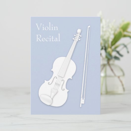 ホワイトヴァイオリン&ボウミュージックリサイタルコンサートブルー淡い色のズ 招待状 (スタンド正面)