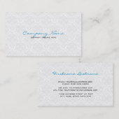 ホワイトヴィンテージオランテフローラダマスパターン 名刺 (正面/裏面)