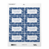 ホワイトヴィンテージカスタムペイズリーネイビーブルー背景 ラベル (フルシート)