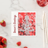 ホワイトヴィンテージクリスマスツリーオーナメントテンプレート スタンダードカクテルナプキン (インサイチュ)