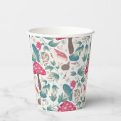 ホワイトヴィンテージコテージコアキノコ誕生日 紙コップ (裏面)