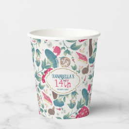 ホワイトヴィンテージコテージコアキノコ誕生日 紙コップ