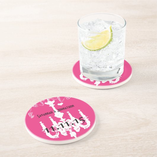 ホワイトヴィンテージシャンデリアピンク コースター (側面)