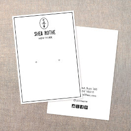 ホワイトヴィンテージスタンプモノグラムイヤリングディスプレイカード