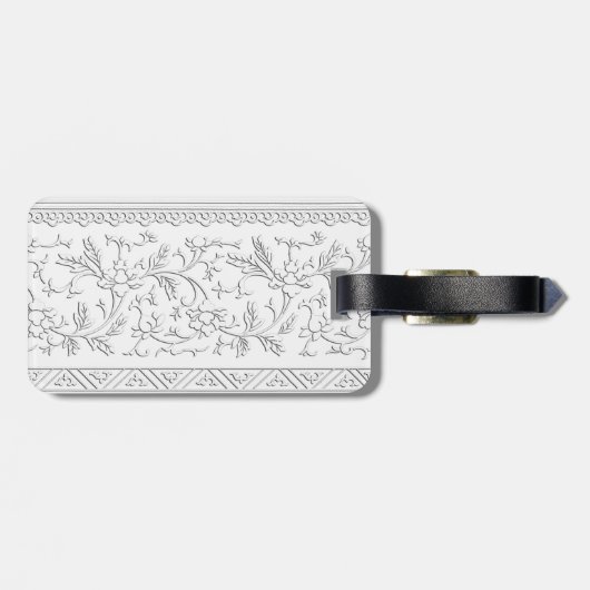ホワイトヴィンテージチノイスリーフローラボンボージョージ ラゲッジタグ (裏面横)