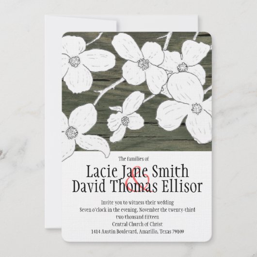 ホワイトヴィンテージドッグウッドオンウッド結婚式招待状 招待状 (正面)