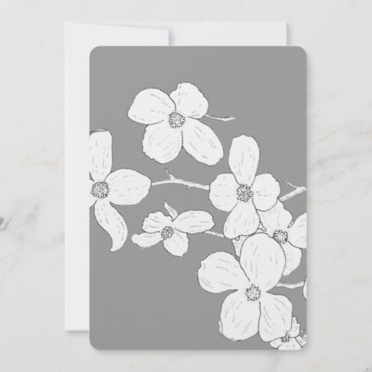 ホワイトヴィンテージドッグウッドオングレイ結婚式招待状 招待状 (裏面)