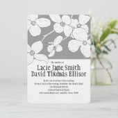 ホワイトヴィンテージドッグウッドオングレイ結婚式招待状 招待状 (スタンド正面)