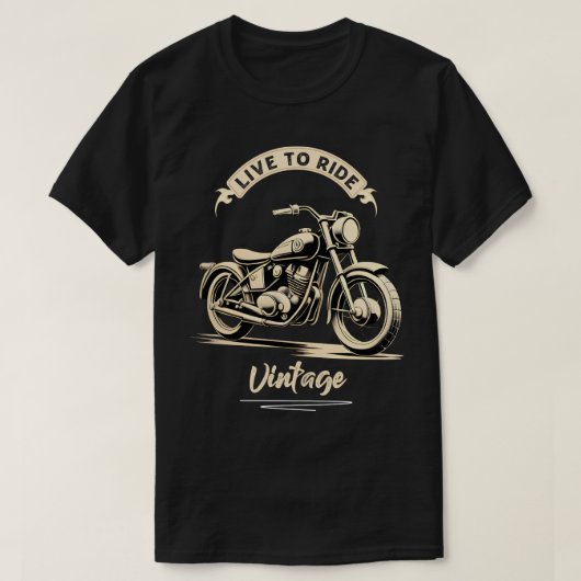 ホワイトヴィンテージバイクデザイン Tシャツ (デザイン正面)