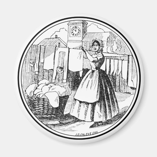 ホワイトヴィンテージファームハウスランドリールーム マグネット (正面)