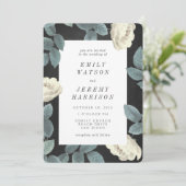 ホワイトヴィンテージフラワーシャルボード結婚式招待状 招待状 (スタンド正面)