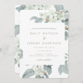 ホワイトヴィンテージフラワーフラワーズ結婚式招待状 招待状 (正面/裏面)