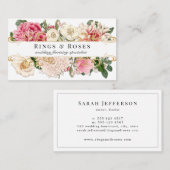 ホワイトヴィンテージフローラエレガント金ゴールドスワカスタムール 名刺 (正面/裏面)