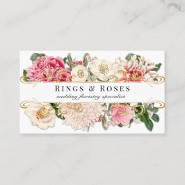 ホワイトヴィンテージフローラエレガント金ゴールドスワカスタムール 名刺