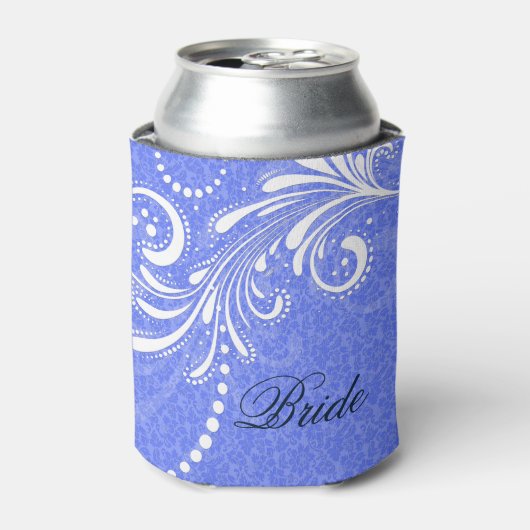 ホワイトヴィンテージフローラスワールブルーダマスク 缶クーラー (缶正面)