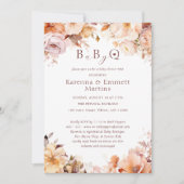 ホワイトヴィンテージフローラ秋ベビー-Q BBQベビーシャワー 招待状 (正面)