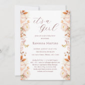 ホワイトヴィンテージフローラ秋女の子ベビーシャワー 招待状 (正面)