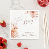 ホワイトヴィンテージフローラ秋It's a Boy Baby Shower スタンダードランチョンナプキン (インサイチュ)