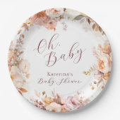 ホワイトヴィンテージフローラ秋Ohベビーシャワー ペーパープレート (正面)