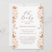 ホワイトヴィンテージフローラ秋Ohベビーシャワー 招待状 (正面)