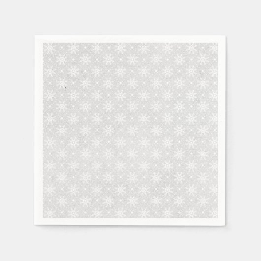 ホワイトヴィンテージホリデークリスマススノーフレーク スタンダードカクテルナプキン (正面)