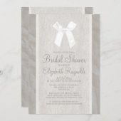 ホワイトヴィンテージボウリネンブライダルシャワー招待状 招待状 (正面/裏面)