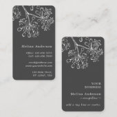 ホワイトヴィンテージボタニカルダークグレーの名刺 名刺 (正面/裏面)