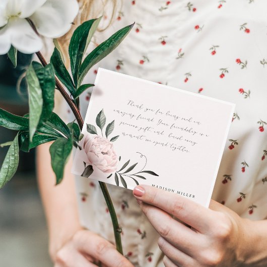 ホワイトヴィンテージマグノリアの花パーソナライズされた名 ノートカード