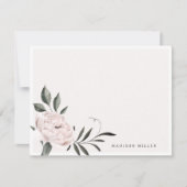 ホワイトヴィンテージマグノリアの花パーソナライズされた名 ノートカード (正面)