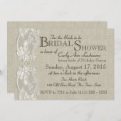 ホワイトヴィンテージレースアンドバーラップデザインブライダルシャワー 招待状 (正面/裏面)