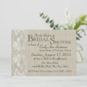 ホワイトヴィンテージレースアンドバーラップデザインブライダルシャワー 招待状 (スタンド正面)