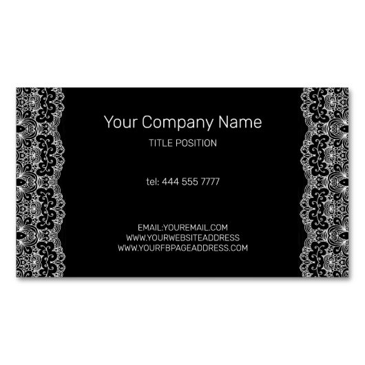 ホワイトヴィンテージレース マグネット名刺 (正面)