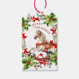 ホワイトヴィンテージロッキングホース ギフトタグ