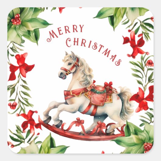 ホワイトヴィンテージロッキングホース スクエアシール (正面)