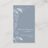 ホワイトヴィンテージ植物性ダスティブルービジネスカード 名刺 (裏面)