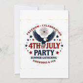 ホワイトヴィンテージ7月4日招待状-レトロイーグル 招待状 (裏面)