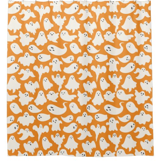 ホワイト不気味幽霊ハロウィーン シャワーカーテン (正面)