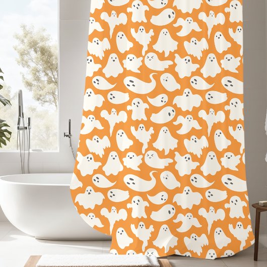 ホワイト不気味幽霊ハロウィーン シャワーカーテン