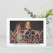 ホワイト付き写真縁ど-レトロパターンのクリスマス シーズンカード (スタンド正面)