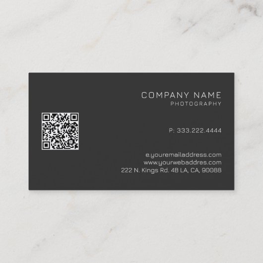 ホワイト写真ロゴカスタムタイポグラフィ 名刺 (裏面)