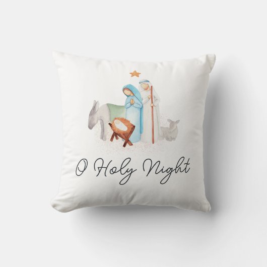 ホワイト出生宗教的なクリスマス クッション (正面)