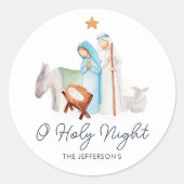 ホワイト出生宗教的なクリスマス ラウンドシール (正面)